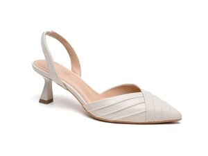 Beige Slingback with Pleated Detailing