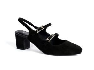 Black Double-Strap Block Heel