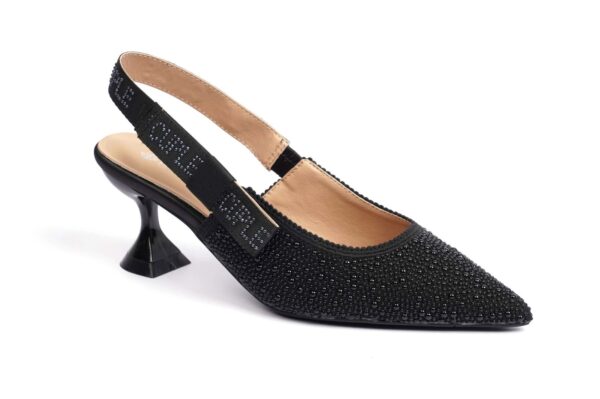 White Slingback Heel with Bow - Image 3