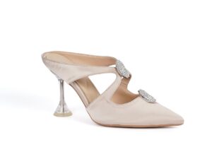 Nude Mule with Crystal Double Strap