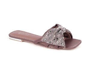 Metallic Pink Slide Flats with Luxurious Finish