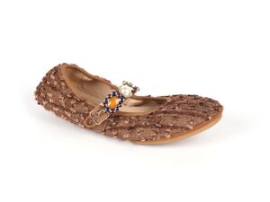 Brown Textured Flats with Stylish Embellishments