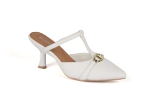 White Slingback Heel with Jewel Accent