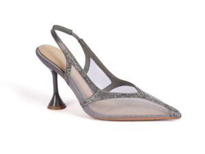 Elegant Mesh Slingback Heels with Crystals