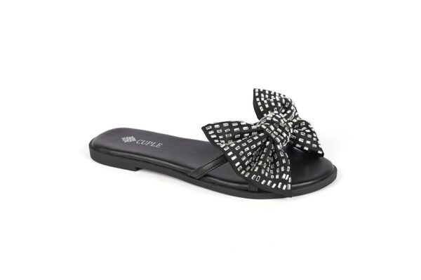 White Slide Flats with Elegant Bow Accent - Image 2