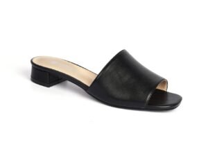 Brown Block Heel Sandal with Metal Buckle