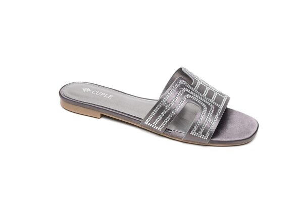 Metallic Silver Slide Flats with Luxurious Finish - Image 5