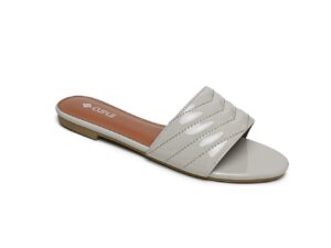 Elegant White Slide Flats with Quilted Pattern