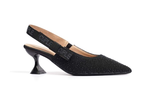 White Slingback Heel with Bow - Image 4
