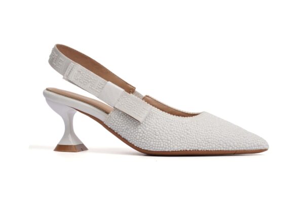 White Slingback Heel with Bow - Image 5