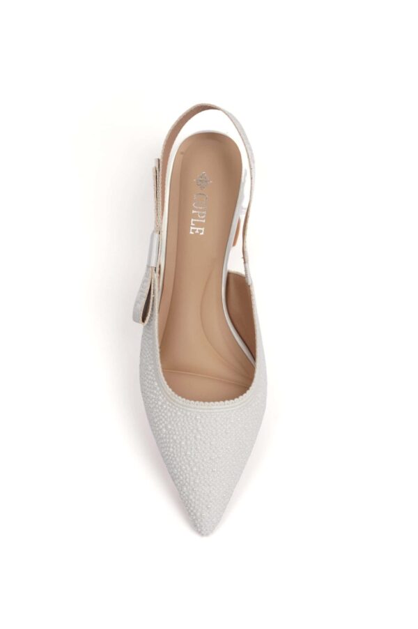 White Slingback Heel with Bow - Image 6