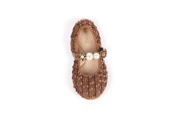 Brown Textured Flats with Stylish Embellishments - Image 4