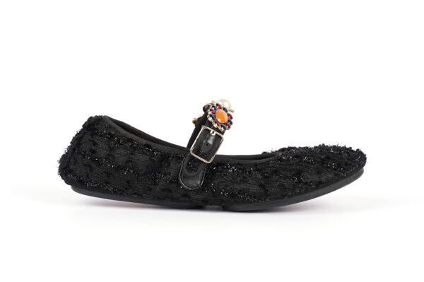 Brown Textured Flats with Stylish Embellishments - Image 5