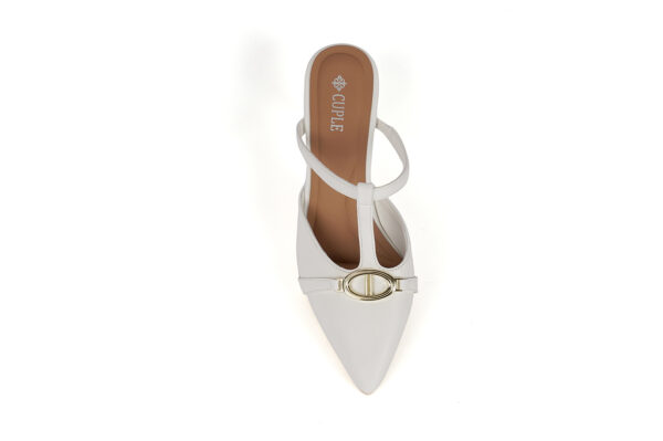 White Slingback Heel with Jewel Accent - Image 4
