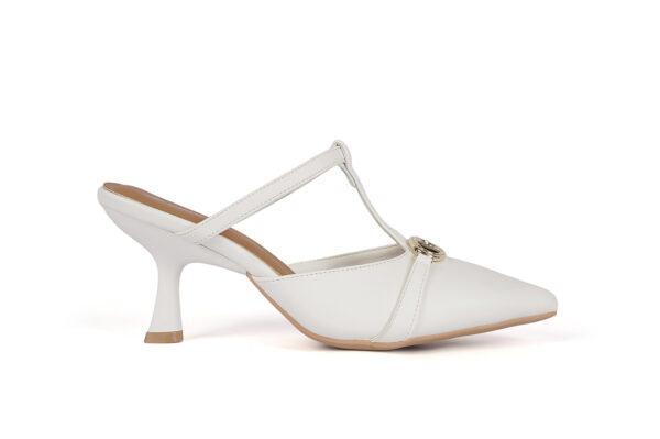 White Slingback Heel with Jewel Accent - Image 3