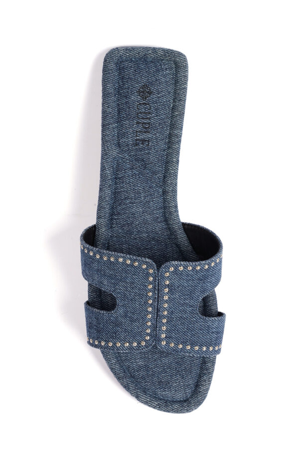 Casual Denim Slide Flats with Stylish Cutouts - Image 2