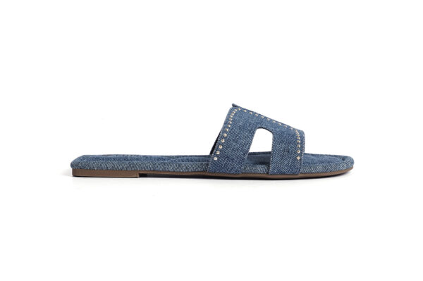 Casual Denim Slide Flats with Stylish Cutouts - Image 3