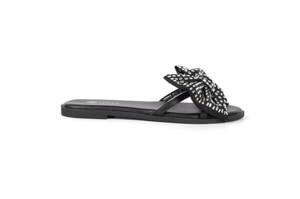 White Slide Flats with Elegant Bow Accent - Image 3
