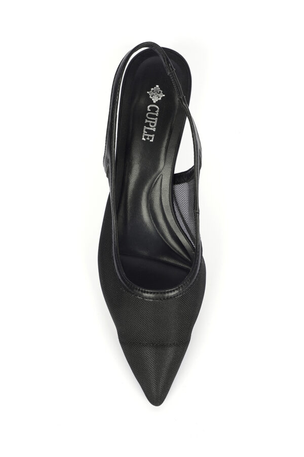 Mesh Beige Heeled Slingback - Image 4