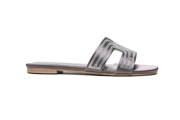 Metallic Silver Slide Flats with Luxurious Finish - Image 6