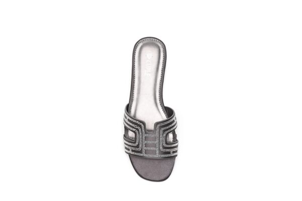 Metallic Silver Slide Flats with Luxurious Finish - Image 7