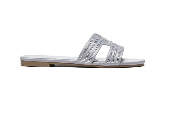 Metallic Silver Slide Flats with Luxurious Finish - Image 3