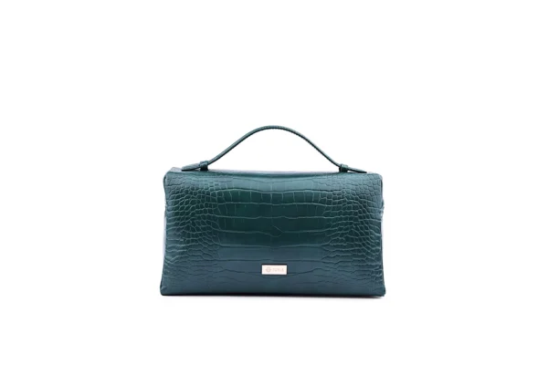 Dark Green Crocodile-Texture Handbag - Unique Fashion Style - Image 10
