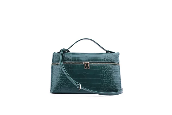 Dark Green Crocodile-Texture Handbag - Unique Fashion Style - Image 11