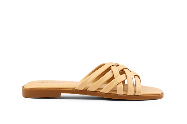 Beige Braided Strap Flat Sandals - Lightweight Daily Wear - Image 5