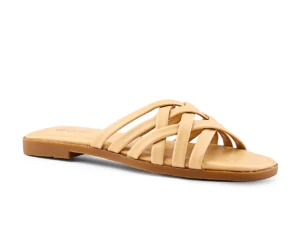 Beige Braided Strap Flat Sandals - Lightweight Daily Wear
