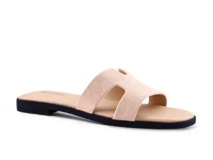 Navy Minimal Cross-Band Flat Slides - Chic Summer Style