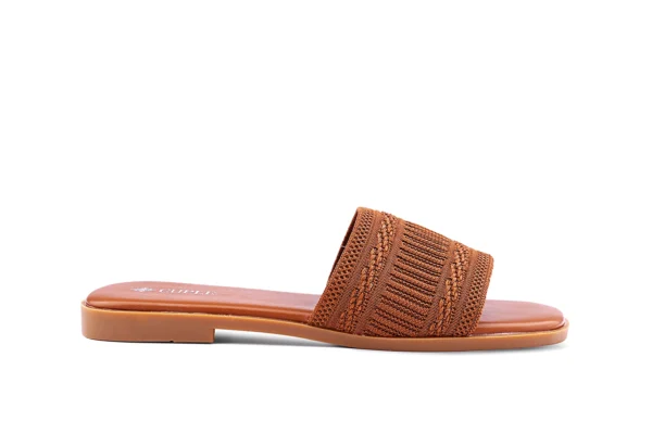Brown Knit Strap Flats for Women - Breathable Summer Shoes - Image 10