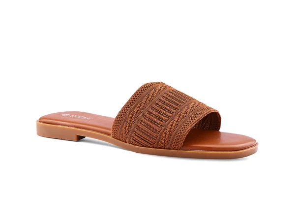 Brown Knit Strap Flats for Women - Breathable Summer Shoes - Image 8