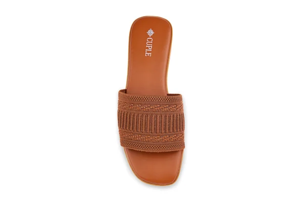 Brown Knit Strap Flats for Women - Breathable Summer Shoes - Image 9