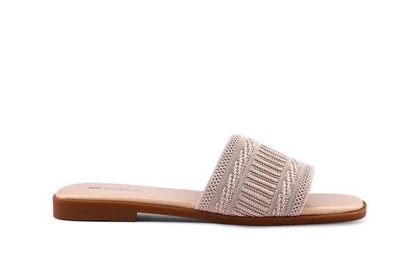 Brown Knit Strap Flats for Women - Breathable Summer Shoes - Image 3