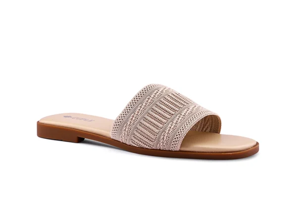 Brown Knit Strap Flats for Women - Breathable Summer Shoes - Image 2