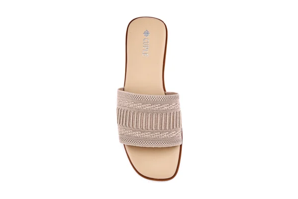 Brown Knit Strap Flats for Women - Breathable Summer Shoes - Image 4