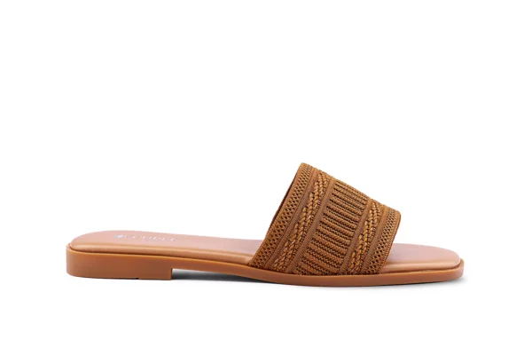 Brown Knit Strap Flats for Women - Breathable Summer Shoes - Image 11