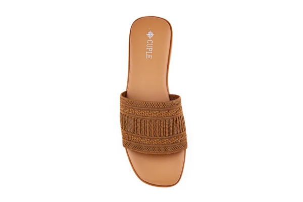 Brown Knit Strap Flats for Women - Breathable Summer Shoes - Image 12